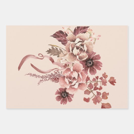 Der rustikale Herbst blüht leicht beige Wasserfarb Geschenkpapier Set (Vorderseite 2)