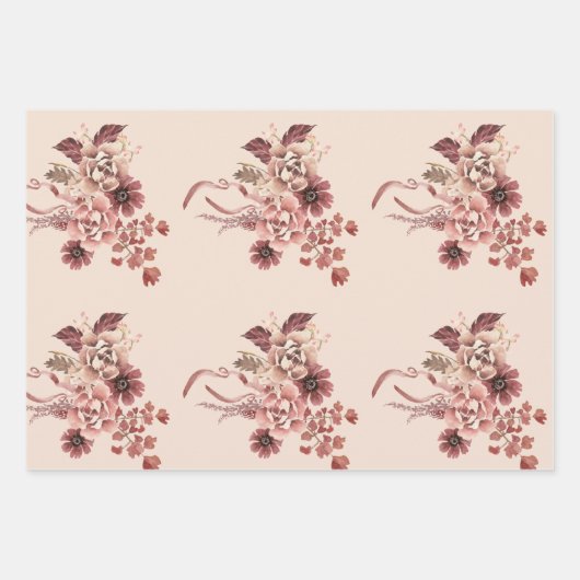 Der rustikale Herbst blüht leicht beige Wasserfarb Geschenkpapier Set (Vorderseite)