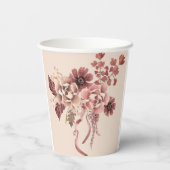 Der rustikale Herbst blüht leicht beige Wasserfarb Pappbecher (Rückseite)