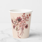 Der rustikale Herbst blüht leicht beige Wasserfarb Pappbecher (Vorderseite)