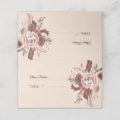 Der rustikale Herbst blüht leicht beige Wasserfarb Platzkarte (Außenseite Aufgefaltet)