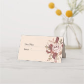 Der rustikale Herbst blüht leicht beige Wasserfarb Platzkarte (Rückseite)