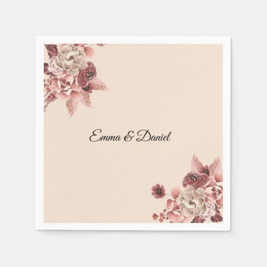 Der rustikale Herbst blüht leicht beige Wasserfarb Serviette (Vorderseite)