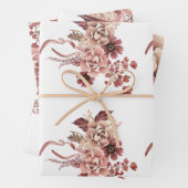 Der rustikale Herbst blüht Weißes Hintergrund Wass Geschenkpapier Set (Beispiel)