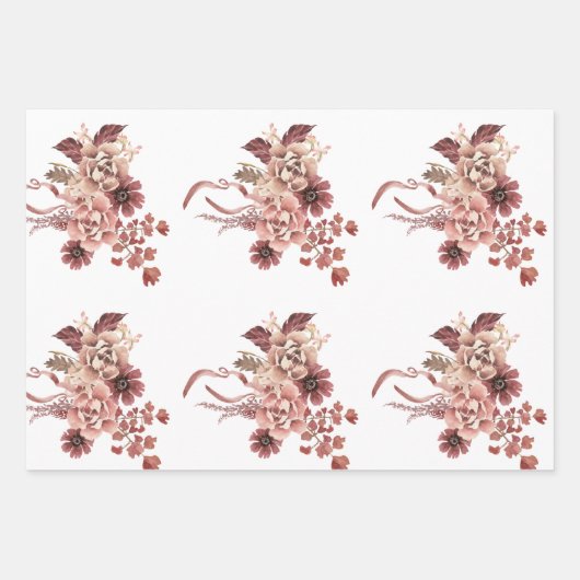 Der rustikale Herbst blüht Weißes Hintergrund Wass Geschenkpapier Set (Vorderseite)
