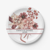 Der rustikale Herbst blüht Weißes Hintergrund Wass Pappteller (Vorderseite)