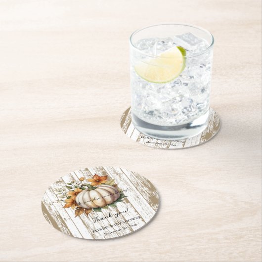 Der rustikale Herbst lässt wenig Pumpkin Baby Dusc Runder Pappuntersetzer (Vor Ort)