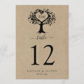 Der rustikale Herzbaum Hochzeitskollektion Tabelle Einladung (Vorderseite)