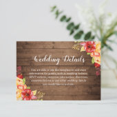Der rustikale Holzherbst lässt blumenreiche Hochze Begleitkarte (Stehend Vorderseite)
