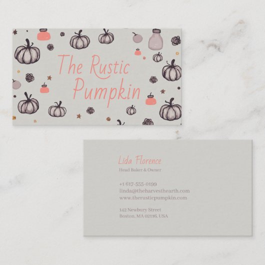 Der rustikale Kürbis Visitenkarte (Vorne/Hinten)