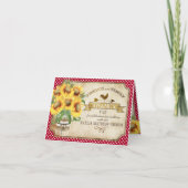 Der rustikale Land-Sonnenblume-Gingham-Karo danken Dankeskarte (Vorderseite)