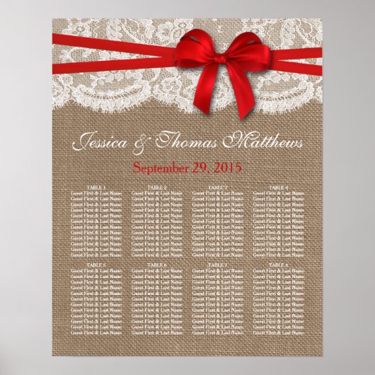 Der rustikale Red Bow Wedding Plan Poster (Vorne)