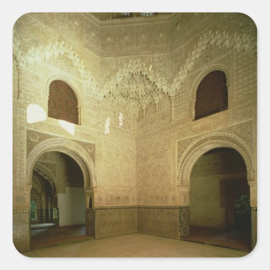 Der Saal der zwei Schwestern aus dem 14. Jahrhunde Quadratischer Aufkleber (Vorderseite)