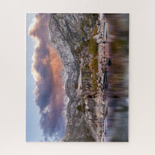 Der Sabrina See Dämmerung mit Booten, Foto der bil Puzzle (Vertikal)