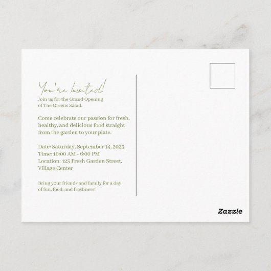 Der Salat der Grüntöne Postkarte (Rückseite)