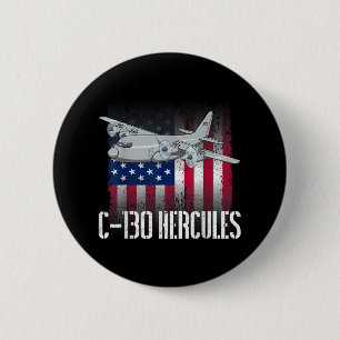 Der Salty Veteran C-130 Hercules American Flag Mil Button