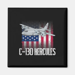 Der Salty Veteran C-130 Hercules American Flag Mil Magnet