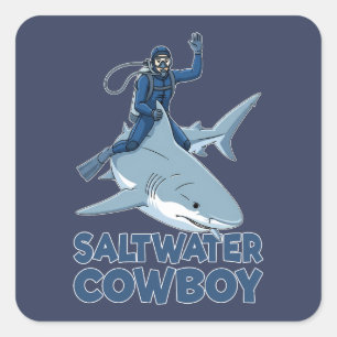Der Salzwassercowboy Quadratischer Aufkleber