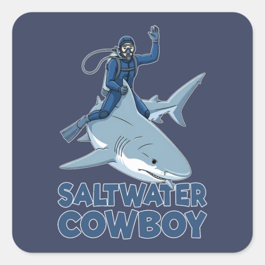 Der Salzwassercowboy Quadratischer Aufkleber (Vorderseite)