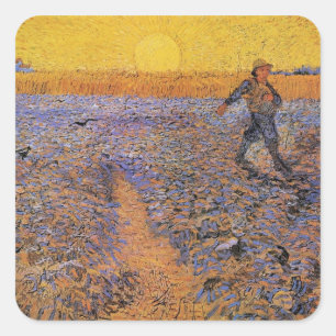 Der Sämann von Vincent van Gogh Quadratischer Aufkleber