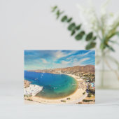 Der Sandstrand Mylopotas auf der Insel Ios, Griech Postkarte (Stehend Vorderseite)