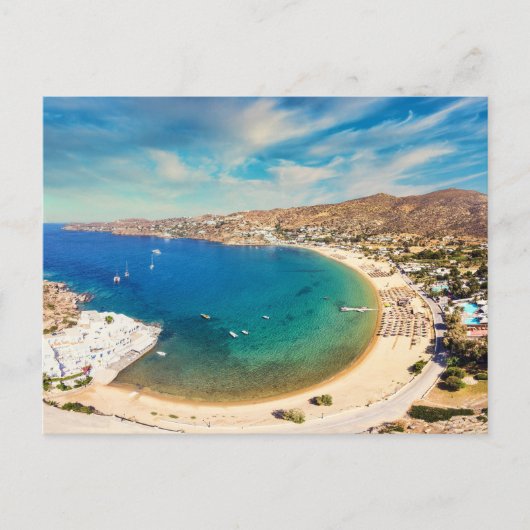 Der Sandstrand Mylopotas auf der Insel Ios, Griech Postkarte (Vorderseite)