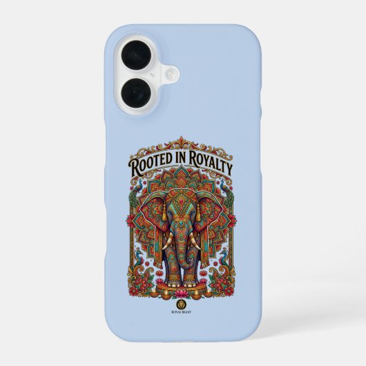 Der sanfte Riese: Künstlerisches Elefantendesign iPhone 16 Hülle (Rückseite)