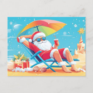 Der Santa Claus entspannt sich auf einem Sonnenbet Feiertagspostkarte
