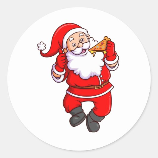 der santa claus isst sehr köstliche pizza und runder aufkleber (Vorderseite)