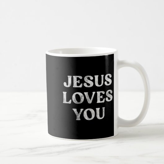 Der Satz Jesus liebt dich auf einem Premium-Tri-Bl Kaffeetasse (Rechts)