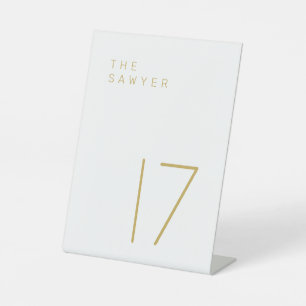 Der Sawyer 17 Gold und Weiß Tischnummer Sockelschild