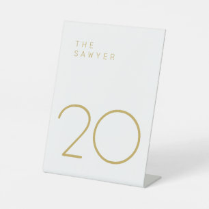 Der Sawyer 20 Gold und Weiß Tischnummer Sockelschild