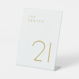 Der Sawyer 21 Gold und Weiß Tischnummer Sockelschild