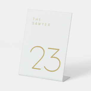 Der Sawyer 23 Gold und Weiß Tischnummer Sockelschild