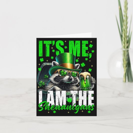 Der Schabernack, lustiger Waschbär St. Patrick's D Karte (Vorderseite)