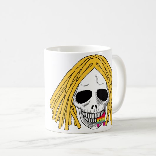 Der Schädel Dreadlocks blonde Regenbogen B Kaffeetasse (VorderseiteRechts)