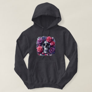 Der Schädel ist umgeben von lebendigen Rose Hoodie