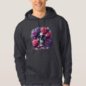 Der Schädel ist umgeben von lebendigen Rose Hoodie (Vorderseite)