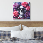 Der Schädel ist umgeben von lebendigen Rose Leinwanddruck (Insitu (Schlafzimmer))