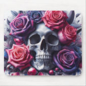 Der Schädel ist umgeben von lebendigen Rose Mousepad (Vorne)