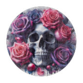 Der Schädel ist umgeben von lebendigen Rose Schneidebrett (Vorderseite)