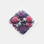 Der Schädel ist umgeben von lebendigen Rose Serviette (Ecke)