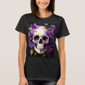 Der Schädel mit violetten Blumen bestechen durch s T-Shirt (Vorderseite)