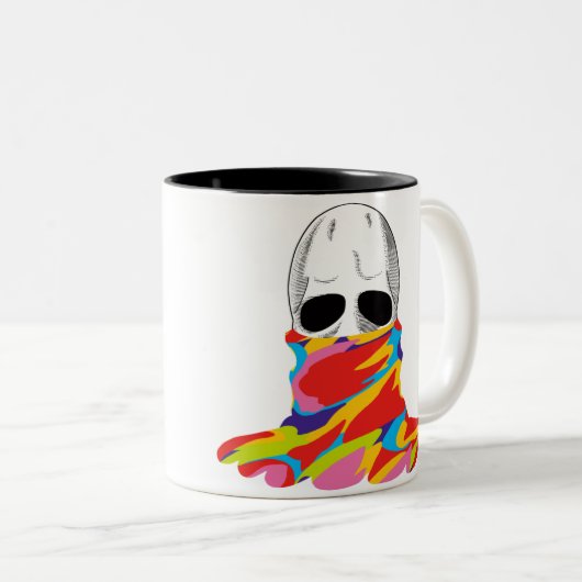 Der Schädel: Regenbogen-Tarnung Zweifarbige Tasse (VorderseiteRechts)