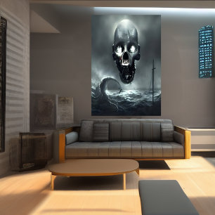 Der Schädel und das Meer   AI Art Poster