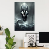 Der Schädel und das Meer | AI Art Poster (Heimbüro)