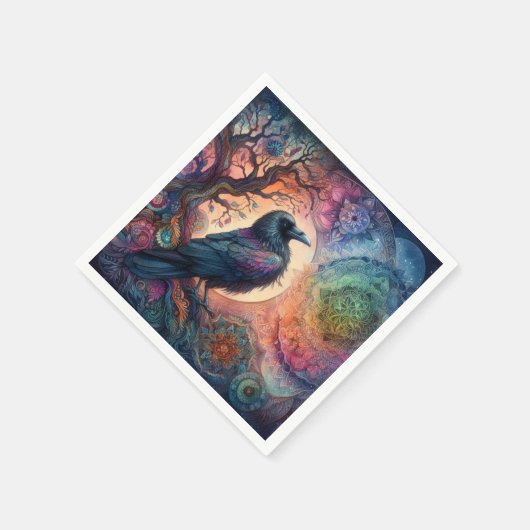 Der Schädelbaum des Lebens Mandala Pagan Serviette (Ecke)