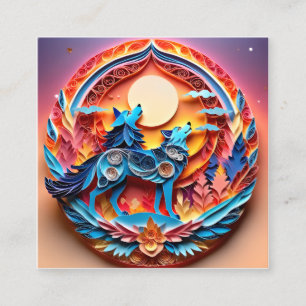 Der Schamane und ihr Wolf werden in diesem 3D-Mo g Quadratische Visitenkarte