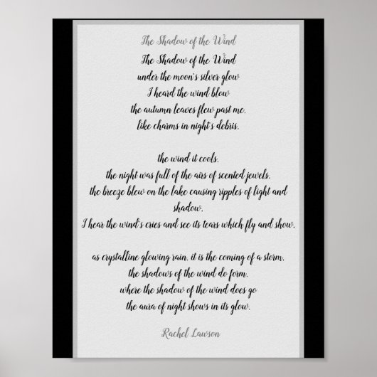Der Schatten des Windes ein Gedicht von mir Poster (Vorne)
