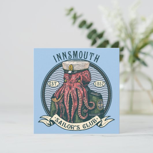 Der Schatten über Innsmouth Lovecraft Cthulhu Sail Einladung (Stehend Vorderseite)